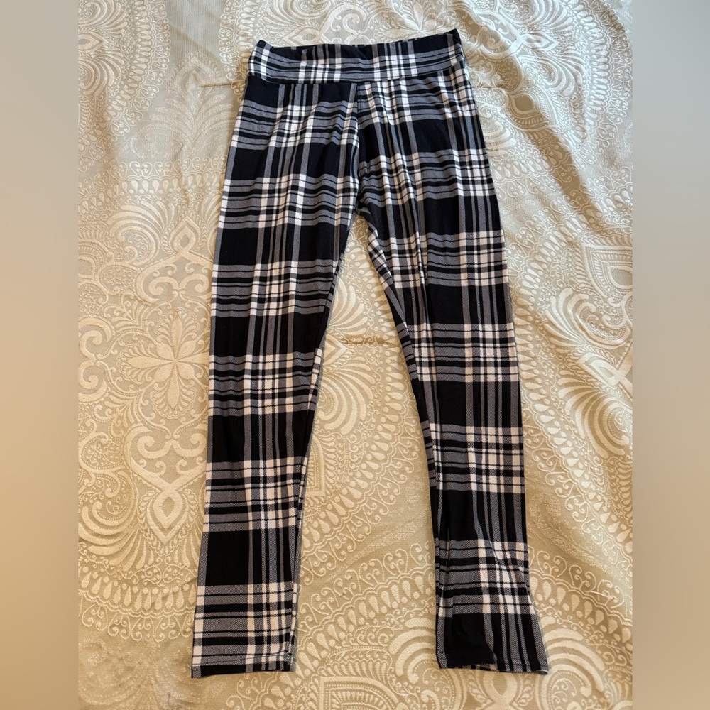 Black and White Plaid Hipster Stretchy Leggings